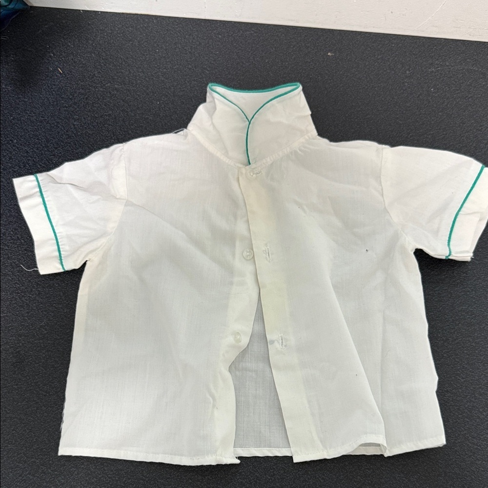 Kids White Shirt with Green Trim 80’s